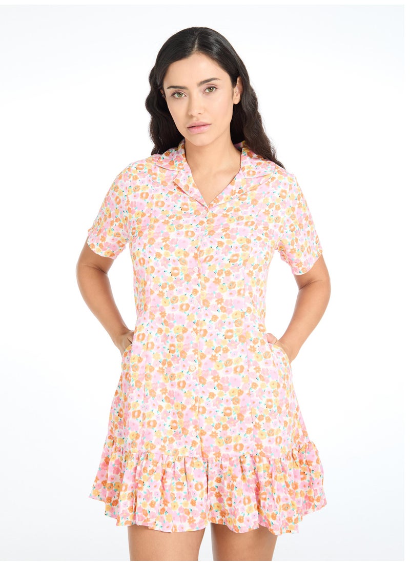 The Label Life Pink Floral Ruffle Mini Dress  - Image 4