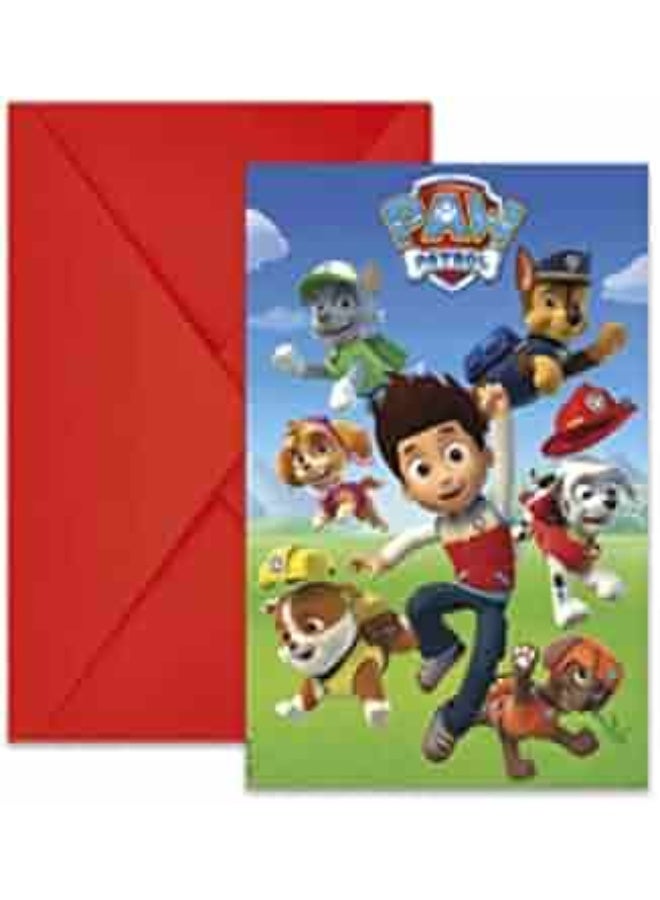 Paw Patrol Ready for Action Invitations – Pack of 6 Birthday Party Invitation Cards with Envelopes featuring Ryder, Chase, Marshall, Skye & Team – Perfect for Kids’ Paw Patrol Themed Parties
