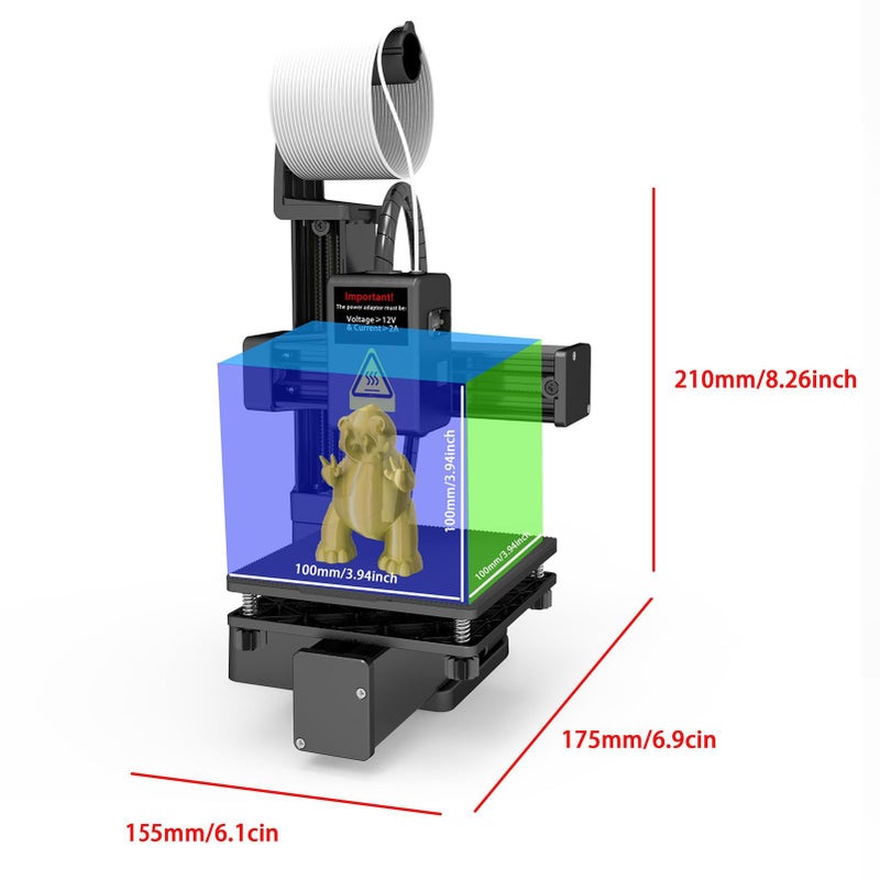 3D Printer 10 40mm S Print Speed Compact High Accuracy DIY Build Volume Rapid Heating Printing Educational Tool US Plug Black - Image 4