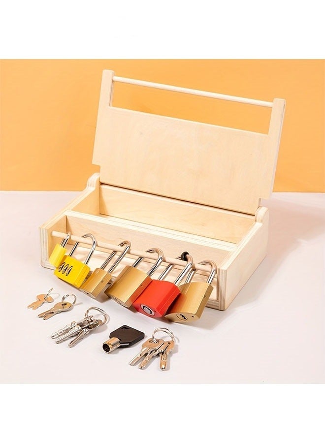 Wooden Lock And Key Toy Set Box Educational Locks Keys For Development Problem Solving Skills Suitable 3+ Years Old Gift - Image 1