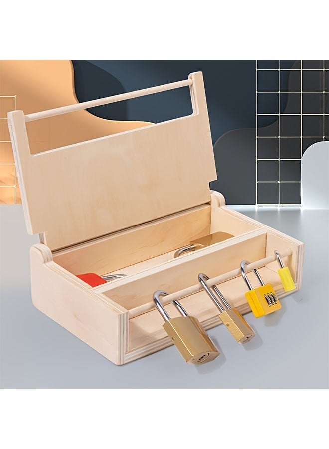 Wooden Lock And Key Toy Set Box Educational Locks Keys For Development Problem Solving Skills Suitable 3+ Years Old Gift - Image 5