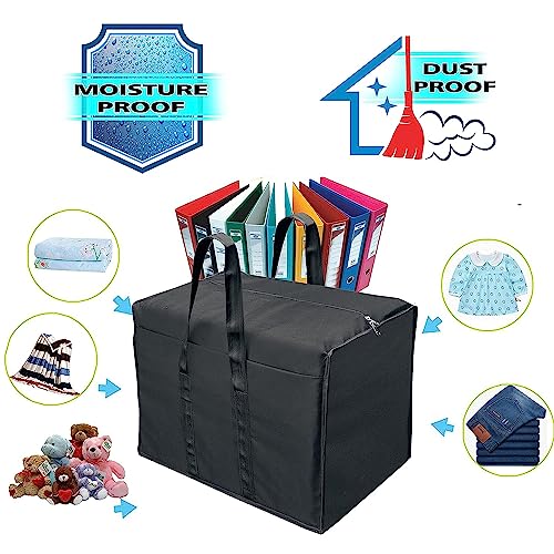 RYLAN 3 Pack Nylon 85 L Moisture Proof Multi-Purpose Storage Bag/Clothing Storage Organiser/Toy Storage/Stationery Paper Storage Bag with Zipper Closure & Strong Handle (57x36.8x40.5 cm) - Image 5