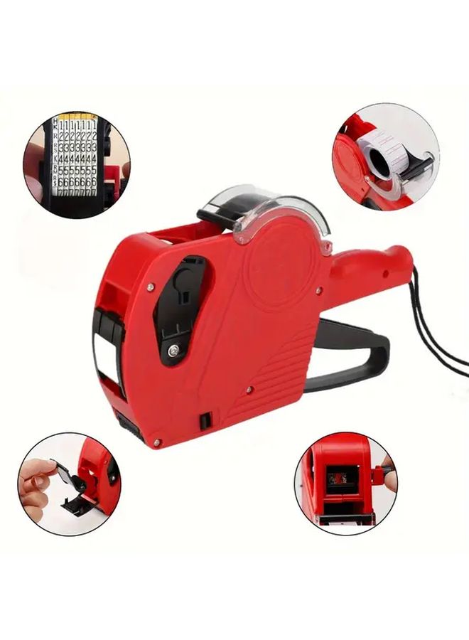 Classic Style Red Portable Price Tag Printer For Office Retail Store Supermarket Durable Plastic Shell No Power Required - Image 1