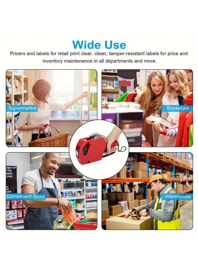 Classic Style Red Portable Price Tag Printer For Office Retail Store Supermarket Durable Plastic Shell No Power Required - Image 2