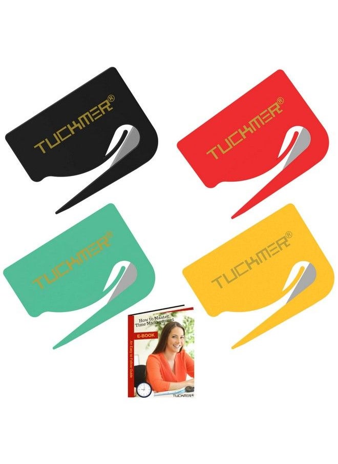 TUCKMER Letter Opener Envelope Slitter Mail Opener For Women Men Office Home & Business Travelers Openers With Safety Concealed Razor Blade And Guiding Tip For Perfect Cut Set Of 4 (Colors)  - Image 1