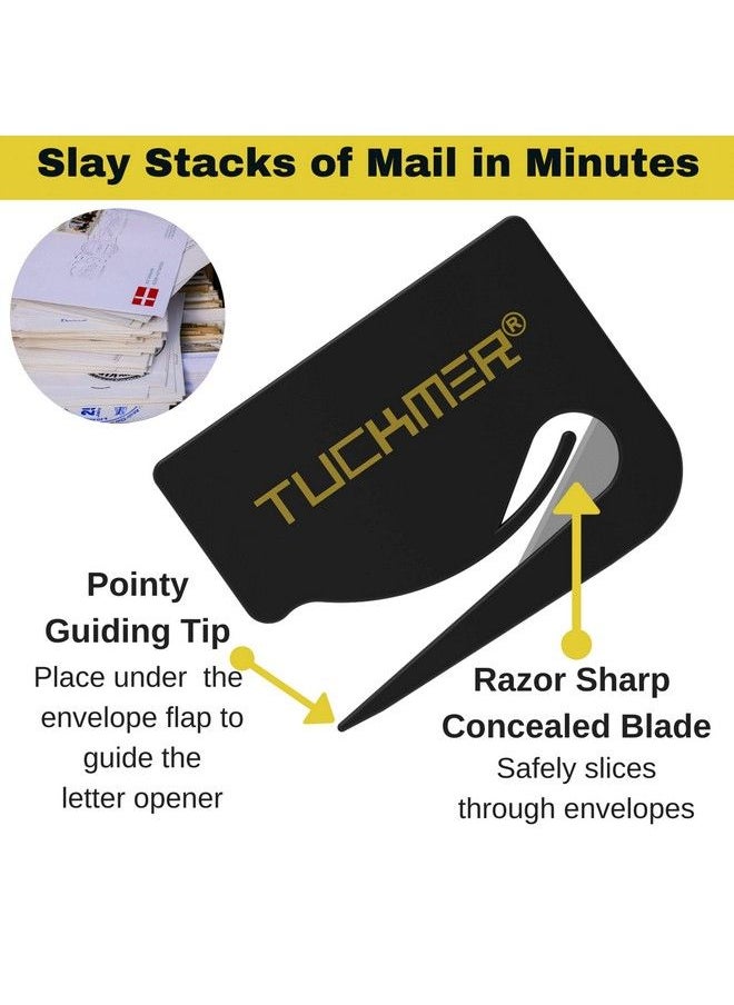 TUCKMER Letter Opener Envelope Slitter Mail Opener For Women Men Office Home & Business Travelers Openers With Safety Concealed Razor Blade And Guiding Tip For Perfect Cut Set Of 4 (Colors)  - Image 3