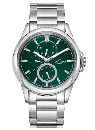 تورنيدو ساعة رجالية متعددة الوظائف من الفولاذ المقاوم للصدأ - -  مم