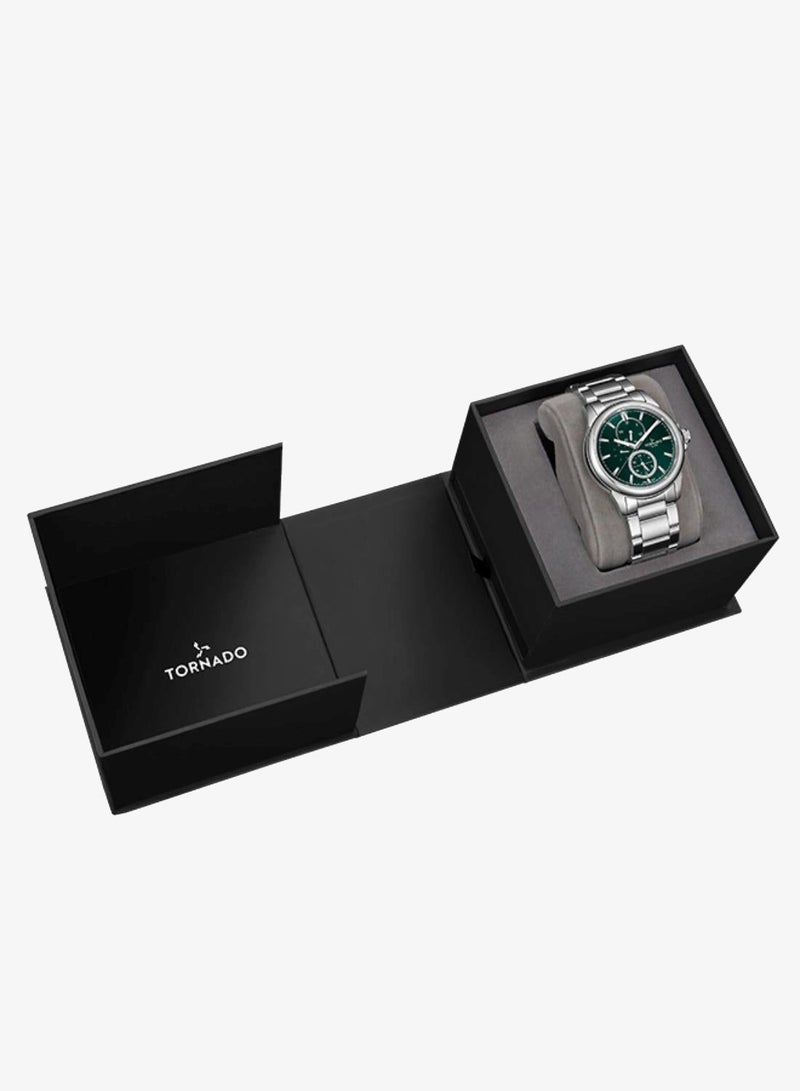 TORNADO Men's Solid stainless steel with Polished outer links and brushed center links. Multi Function Watch T6107-SBSH - 45mm mm - Image 4