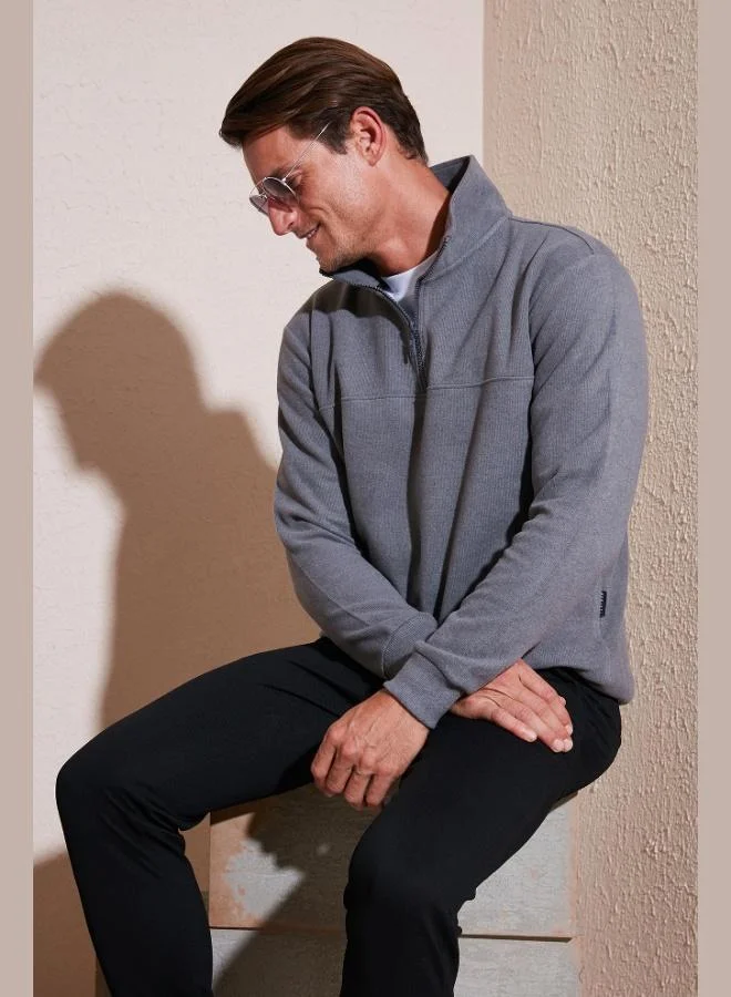 Buratti Buratti Cotton Regular Fit Half Zipper Stand Collar Sweater Men's SWEATER 456112