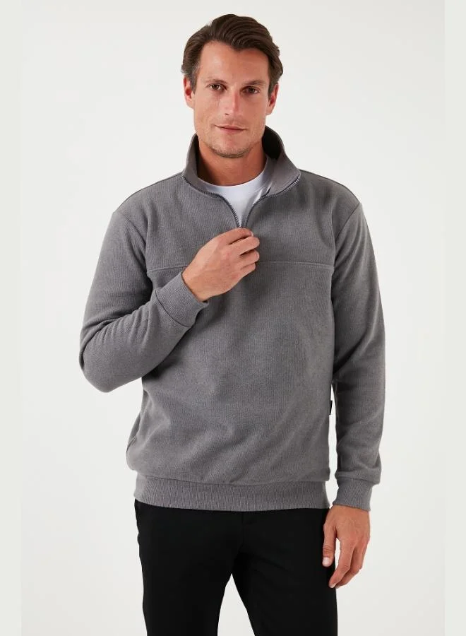 Buratti  Buratti Cotton Regular Fit Half Zipper Stand Collar Sweater Men's SWEATER 456112 for Men | Best Price UAE