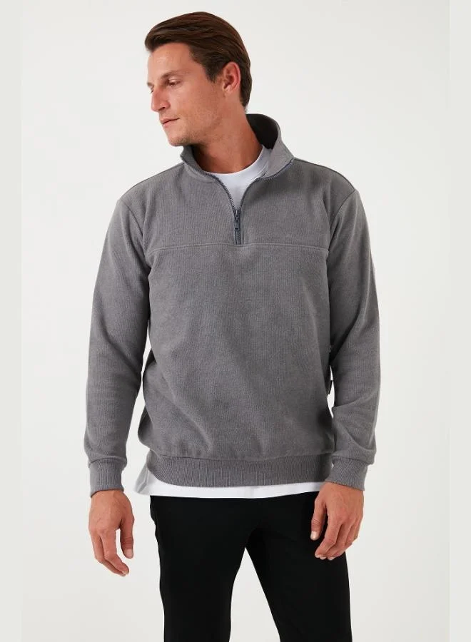 Buratti  Buratti Cotton Regular Fit Half Zipper Stand Collar Sweater Men's SWEATER 456112 for Men | Best Price UAE