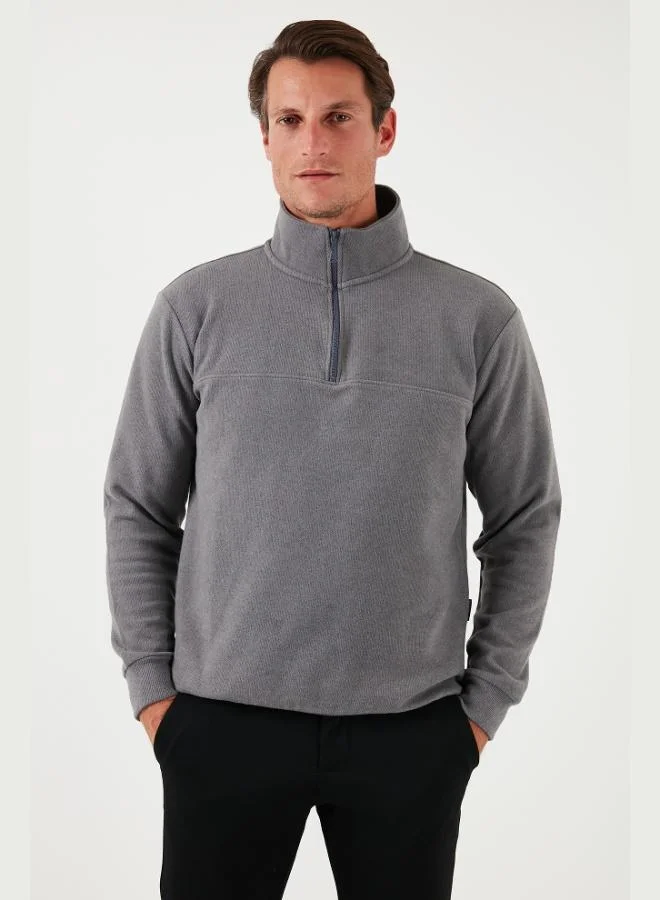 Buratti  Buratti Cotton Regular Fit Half Zipper Stand Collar Sweater Men's SWEATER 456112 for Men | Best Price UAE