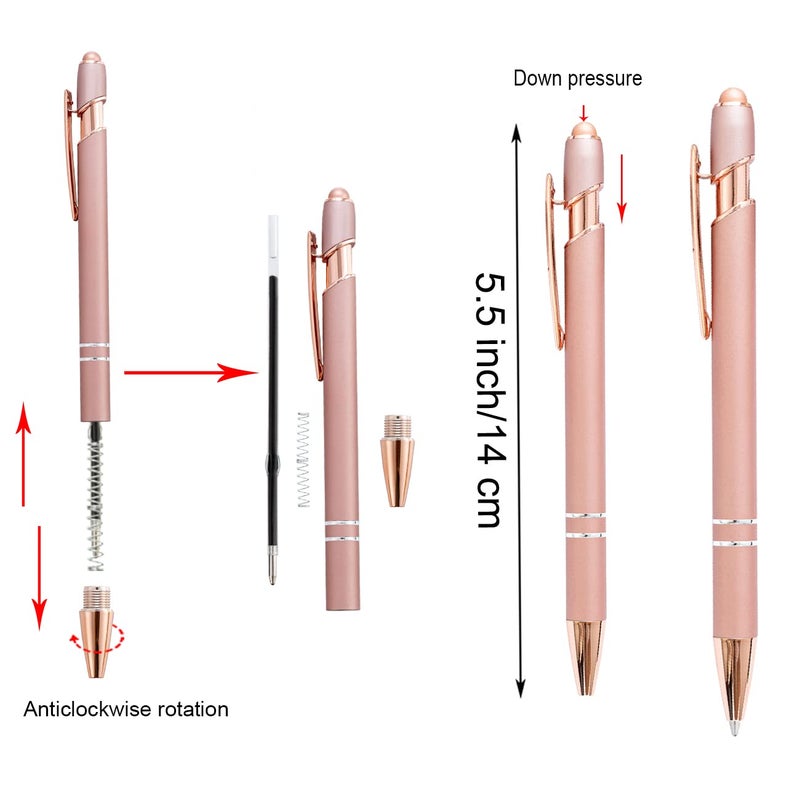 PASISIBICK 12 Pieces Rose Gold Inspirational Motivational Quotes Snarky Screen Touch Stylus Ballpoint Pens, Office Encouraging Scriptures, Black Ink (Rose Gold,Motivational) - Image 2