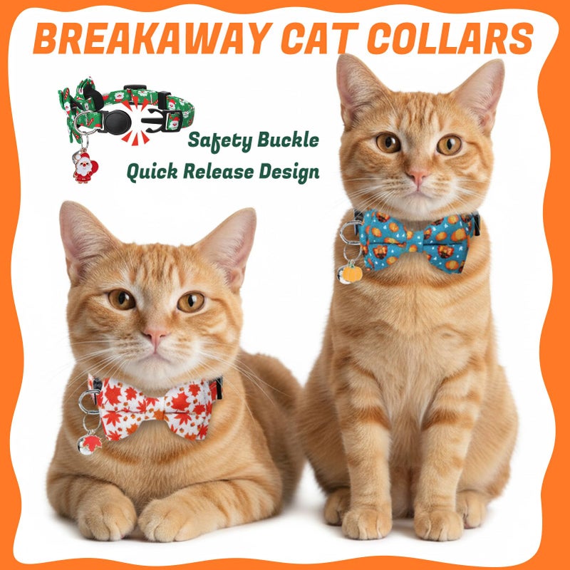 Guiqulai 18 Pcs Holiday Cat Collars Valentines Cat Collars with Bowtie Adjustable Breakaway Kitten Collar with Plastic Buckle for Holiday Pet Cat Costume - Image 4