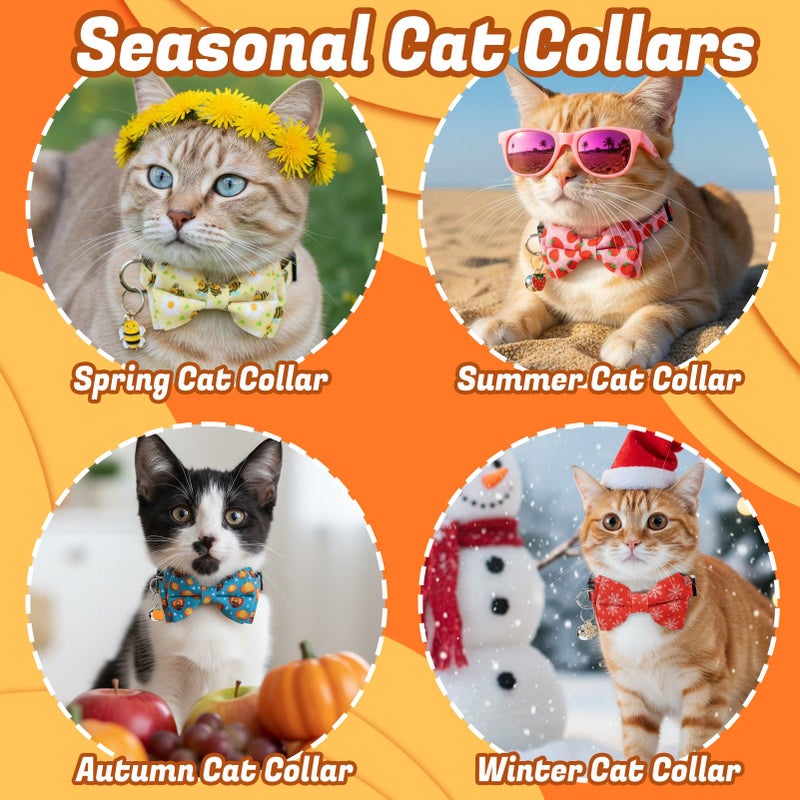 Guiqulai 18 Pcs Holiday Cat Collars Valentines Cat Collars with Bowtie Adjustable Breakaway Kitten Collar with Plastic Buckle for Holiday Pet Cat Costume - Image 5