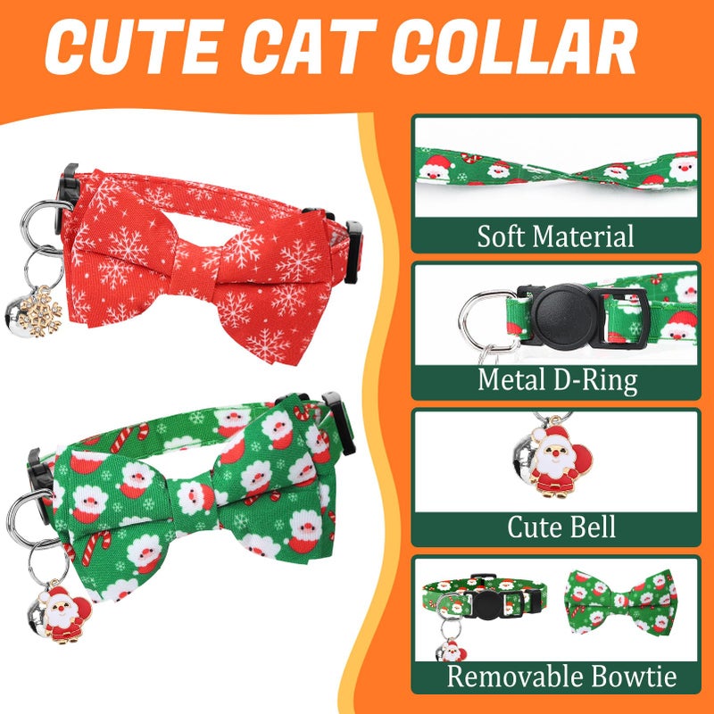 Guiqulai 18 Pcs Holiday Cat Collars Valentines Cat Collars with Bowtie Adjustable Breakaway Kitten Collar with Plastic Buckle for Holiday Pet Cat Costume - Image 3