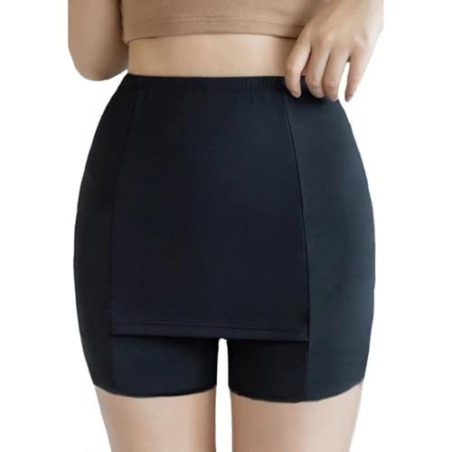Sizi Double-Layer Front Crotch Ice Silk Safety Shorts,Women Seamless Safety Pants for Matching Skirts Dresses. (Black, S) - Image 1