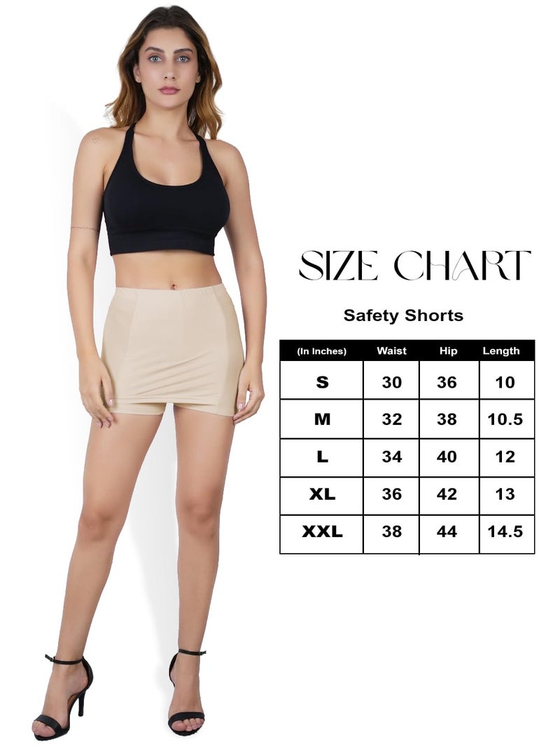 Sizi Double-Layer Front Crotch Ice Silk Safety Shorts,Women Seamless Safety Pants for Matching Skirts Dresses. (Black, S) - Image 5