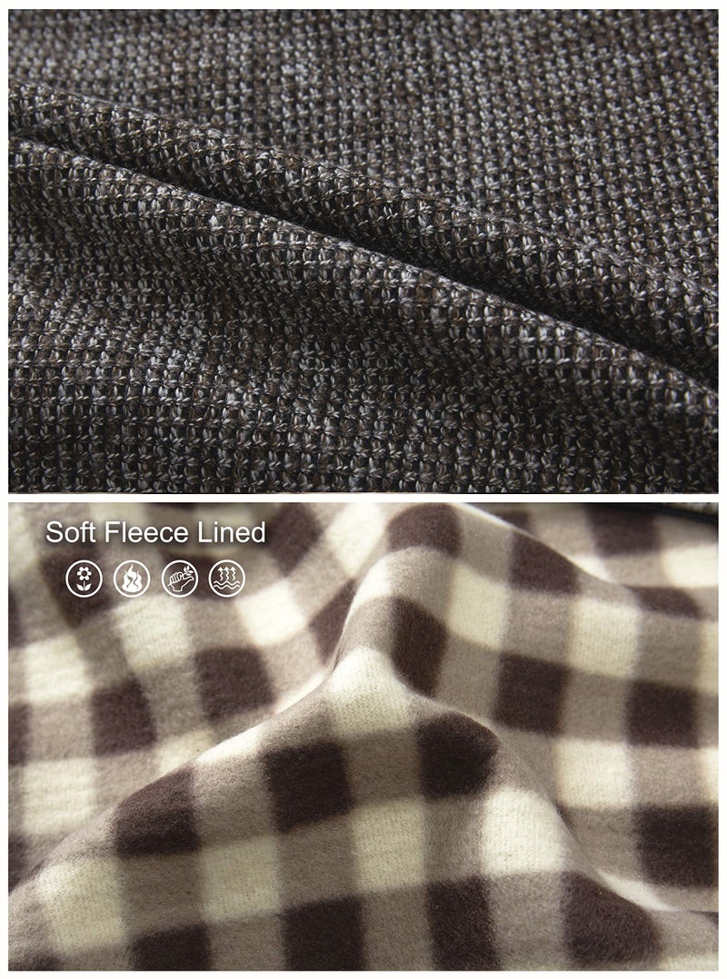 Gioberti Men's Knitted Regular Fit Full Zip Cardigan Sweater with Soft Brushed Flannel Lining, Melange Coffee, Large - Image 5