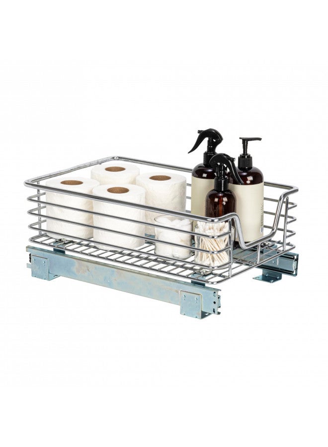 Household Essentials Glidez Chrome-Plated Steel 1-Tier Sliding Under Sink Cabinet Organizer, Chrome - Image 1
