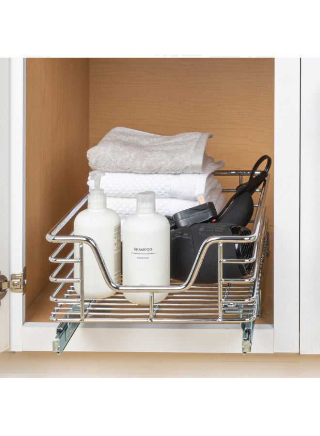 Household Essentials Glidez Chrome-Plated Steel 1-Tier Sliding Under Sink Cabinet Organizer, Chrome - Image 3