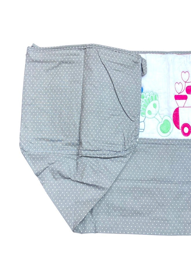 Fabrify Premium Cotton Baby Hammock Ghodiyu/Khoyu Soft Cotton Cloth Swing Cradle Safety with Mosquito Net Cover with Zipper (Grey) - Image 5