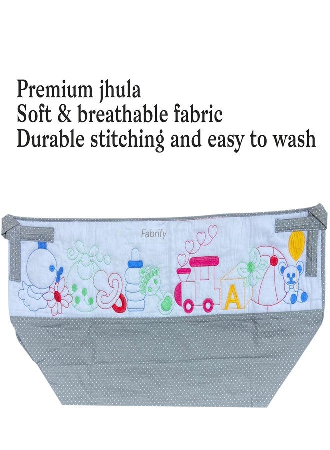 Fabrify Premium Cotton Baby Hammock Ghodiyu/Khoyu Soft Cotton Cloth Swing Cradle Safety with Mosquito Net Cover with Zipper (Grey) - Image 4