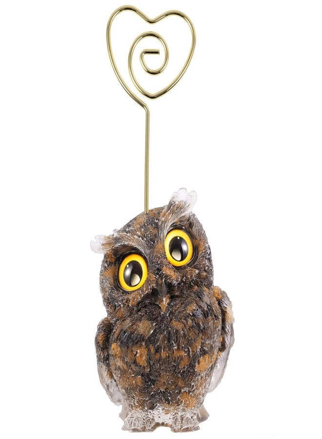 Amogeeli Owl Crystal Table Card Clip Stands for Home Office Tabletop Decoration Stone Memo Note Holders, Tiger's Eye Stone - Image 1
