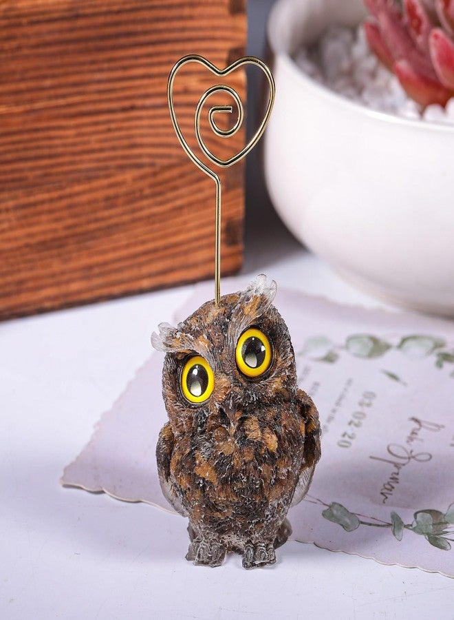 Amogeeli Owl Crystal Table Card Clip Stands for Home Office Tabletop Decoration Stone Memo Note Holders, Tiger's Eye Stone - Image 4