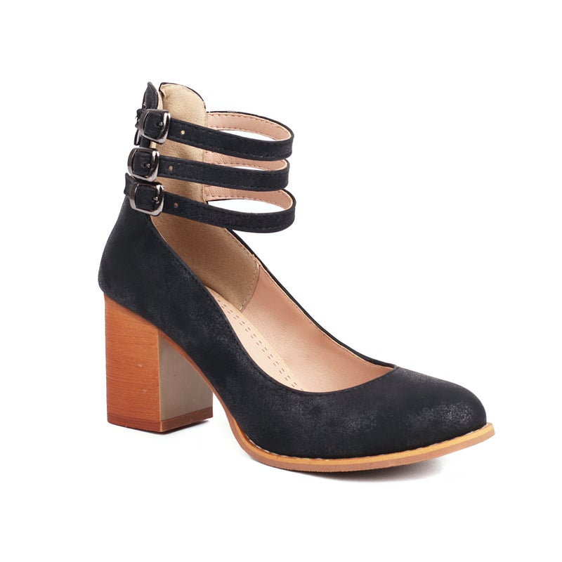 2023 Chunky Heel High Heel Retro Mary Jane Women'S Shoes 40-48 New One Word Buckle High Heels - Image 1