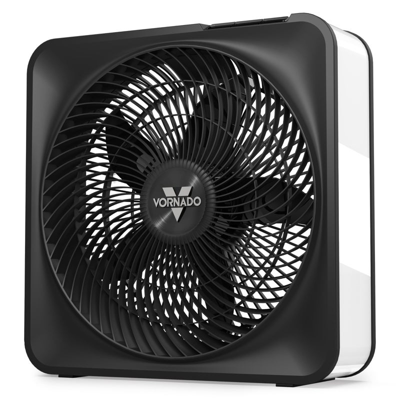 Vornado مروحة كهربائية صندوقية عالية السرعة موديل 80 من فوردانو مع شبكة قابلة للإزالة، 5 إعدادات سرعة، تدفق هواء قوي، دوران هواء كامل الغرفة، تبريد مستهدف، تخزين سلك، مروحة أرضية متينة، أبيض جليدي - Image 1
