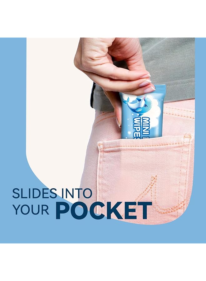 ECVV 64 Count Mini Baby Wet Wipes 8Pcs/Pack (Total 8 Pcs) Individually Wrapped 99% Pure Water Hypoallergenic Eco Friendly And Perfect For Newborns And On The Go Families - Image 5