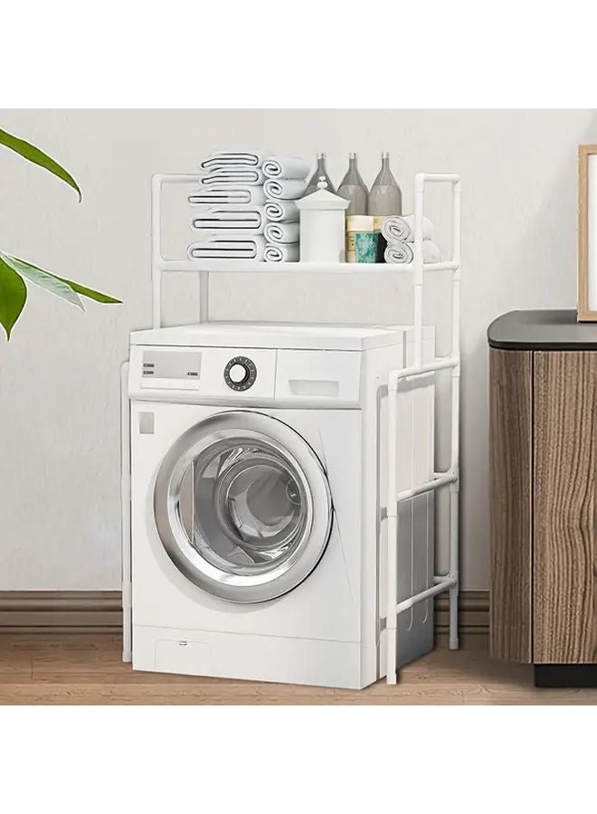 White Heavy Duty Washing Machine Rack Freestanding Laundry Organizer Storage Shelf - Image 2
