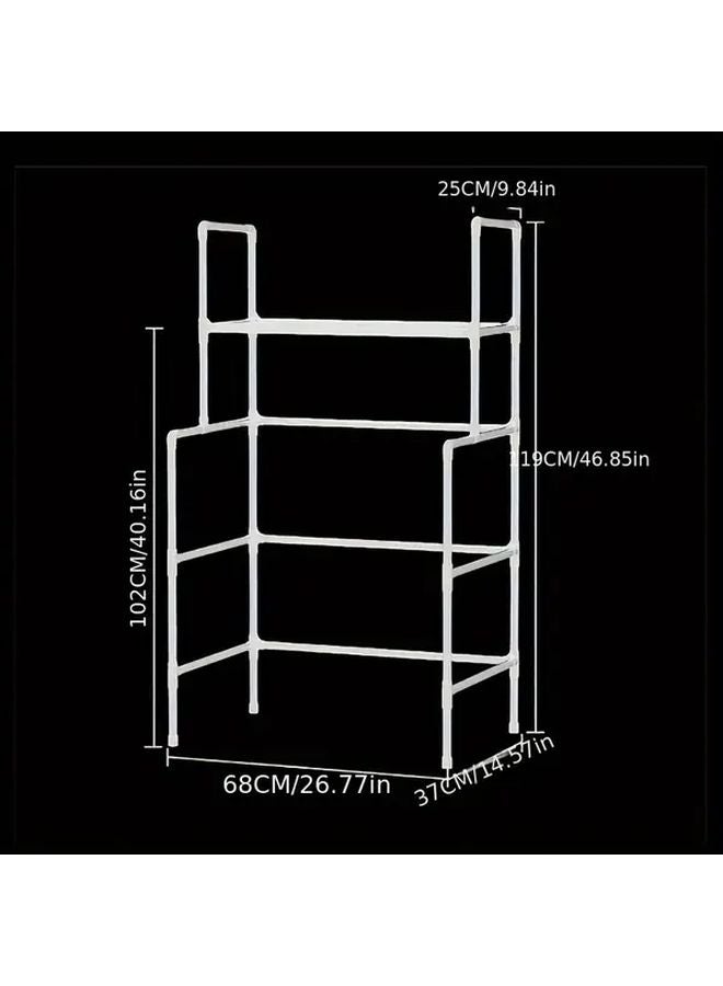 White Heavy Duty Washing Machine Rack Freestanding Laundry Organizer Storage Shelf - Image 1