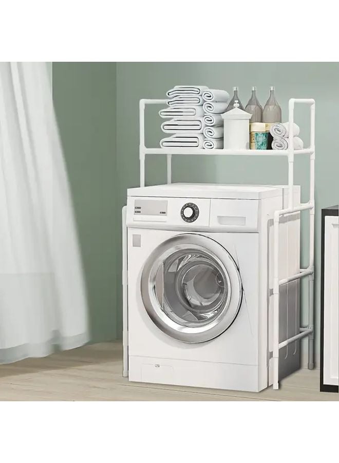 White Heavy Duty Washing Machine Rack Freestanding Laundry Organizer Storage Shelf - Image 3