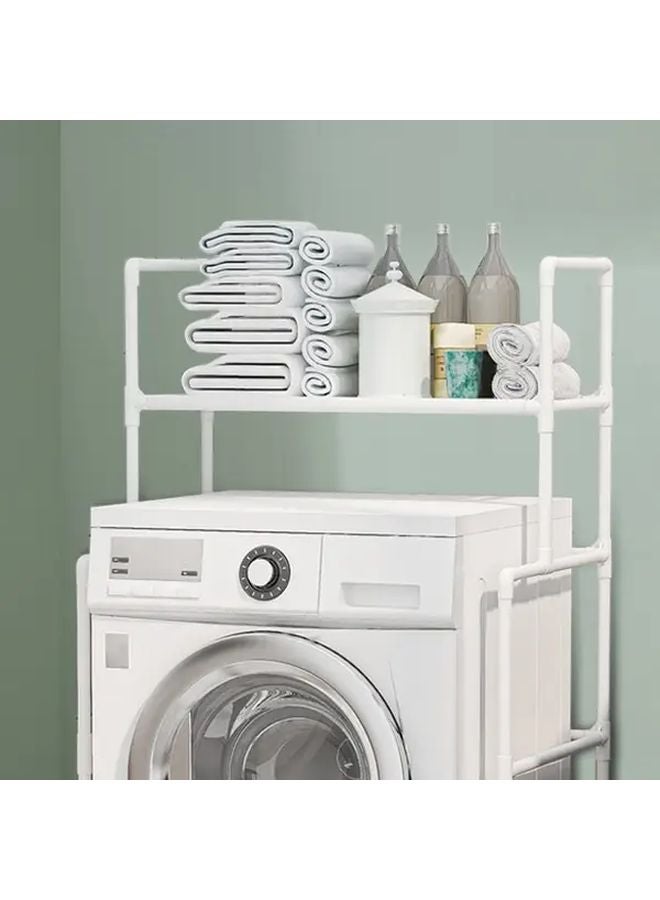 White Heavy Duty Washing Machine Rack Freestanding Laundry Organizer Storage Shelf - Image 5