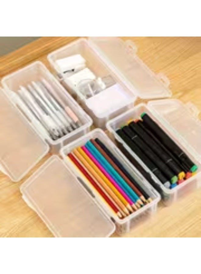 إيروريكس 10 صناديق تخزين شفافة كبيرة السعة – منظمات بلاستيكية متينة للأدوات المكتبية وتغليف الأقلام وتخزين المنزل، مثالية كهدية للكريسماس والهالووين، منظم للطاولات والأدراج - Image 3