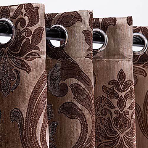 NAPEARL Brown Damask Curtains-Luxury Curtains for Living Room, Jacquard Curtains Drapes for Home Decoration, Victorian Brown Curtain for Bedroom (2 Panels, Each 52 x 108 Inches) - Image 5