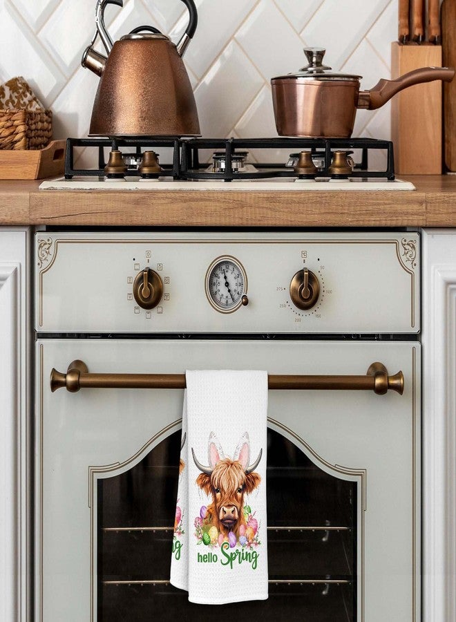TAGDANK Hello Spring Decor Towels Highland Cow Towels Cute Bathroom & Kitchen Towels Farmhouse Decor Spring Housewarming Gift for Farmhouse Kitchen 16x24 Inch - Image 5