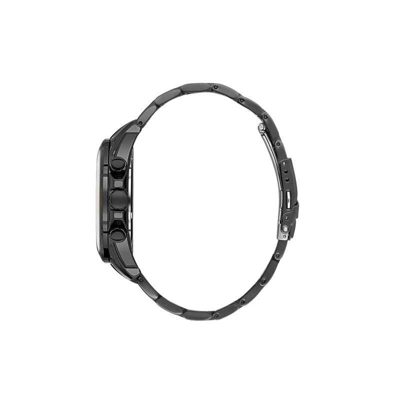 Bigotti Raffinato Black Stainless Steel Watch for Men BG.1.10675-4 - Dark Green Emboss Dial, 46mm Case, Japanese Quartz, Date Display, 50M Water Resistant, Mineral Glass - Image 2