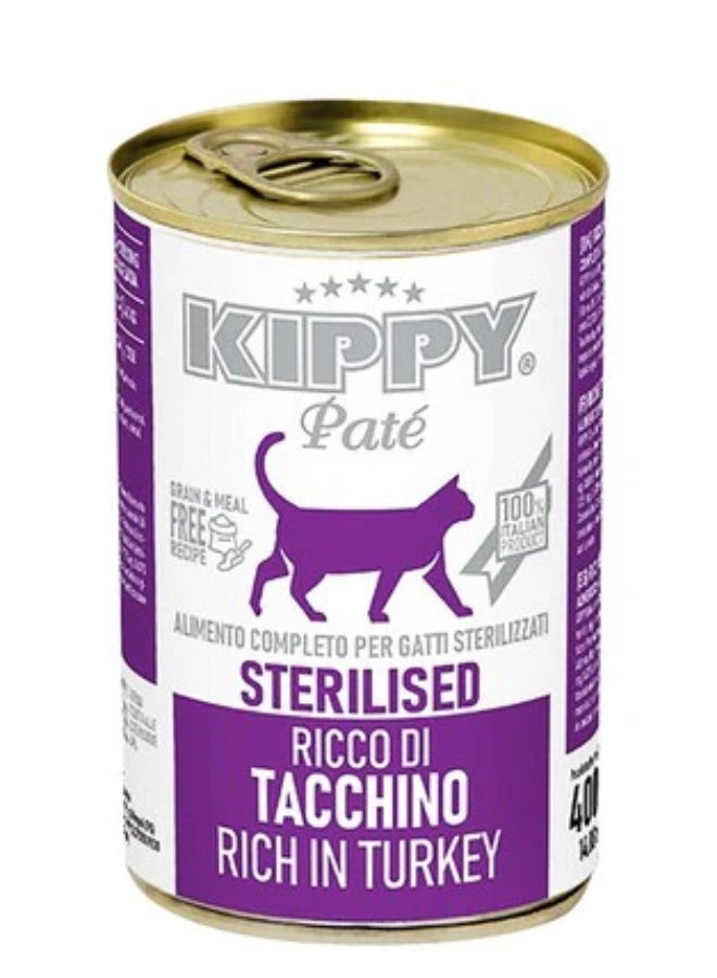 كيبي بيت كيبي باتيه طعام قطط رطب للقطط المعقمة بالديك الرومي – منتج إيطالي 100% خالي من الحبوب، 400 جم