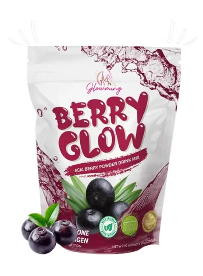 Berry Glow Acai Berry Powder Drink Mix 10 Sachets X 20g