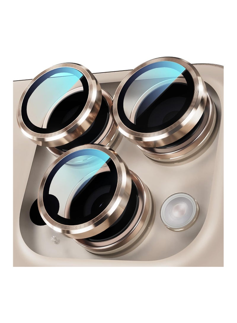 IPhone 16 Pro Max / IPhone 16 Pro Camera Lens Protector, 9H Tempered Glass Camera Cover Screen Protector, Metal Individual Ring for iPhone 16 Pro Max / iPhone 16 Pro - Desert Titanium - Image 1