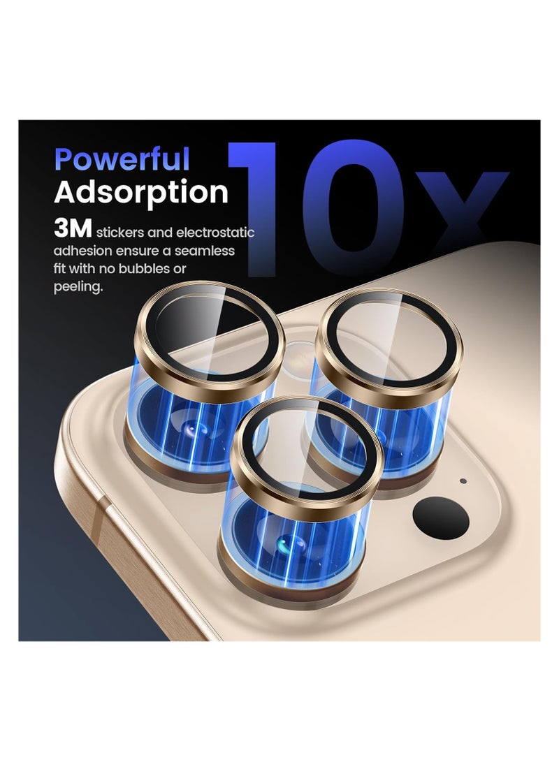 IPhone 16 Pro Max / IPhone 16 Pro Camera Lens Protector, 9H Tempered Glass Camera Cover Screen Protector, Metal Individual Ring for iPhone 16 Pro Max / iPhone 16 Pro - Desert Titanium - Image 4