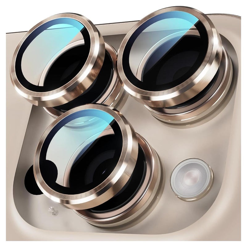 واقي عدسة الكاميرا لموبايل ايفون 16 برو/ايفون 16 برو ماكس، غطاء حماية للكاميرا من الزجاج المقوى بدرجة صلابة 9، حلقة معدنية فردية لموبايل ايفون 16 برو ماكس 6.9 انش ايفون 16 برو 6.3 انش 2024 - Image 1