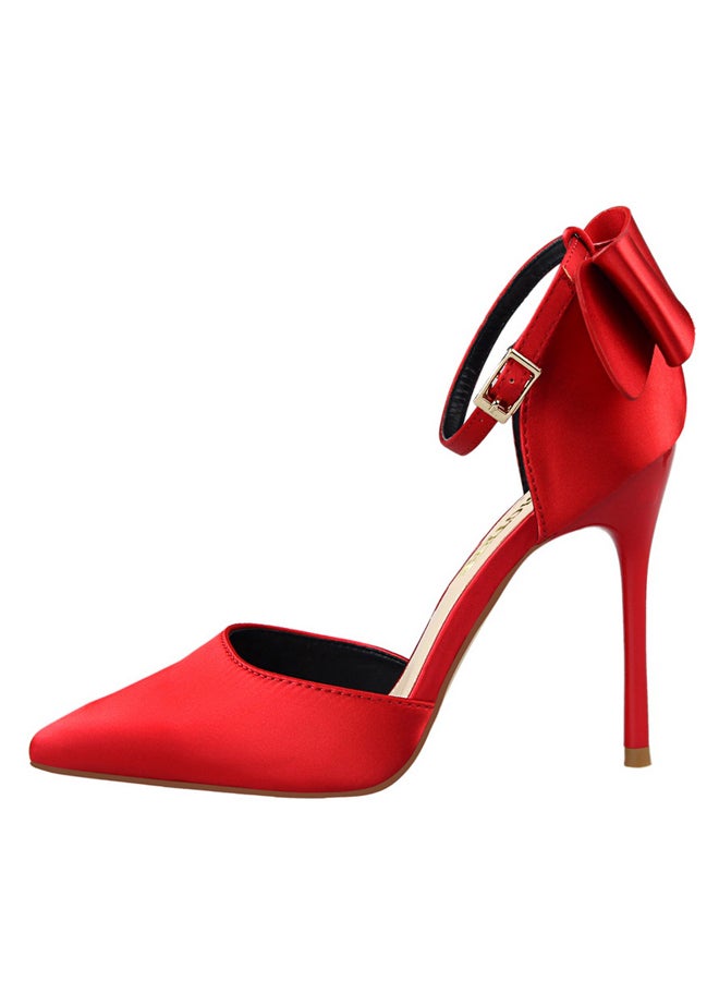 BIGTREE Sweet Women Shoes Stiletto Heels High Hels Shallow Cut Pointed Shoes Satin Bow line High Heel Sandals 10cm - Image 2