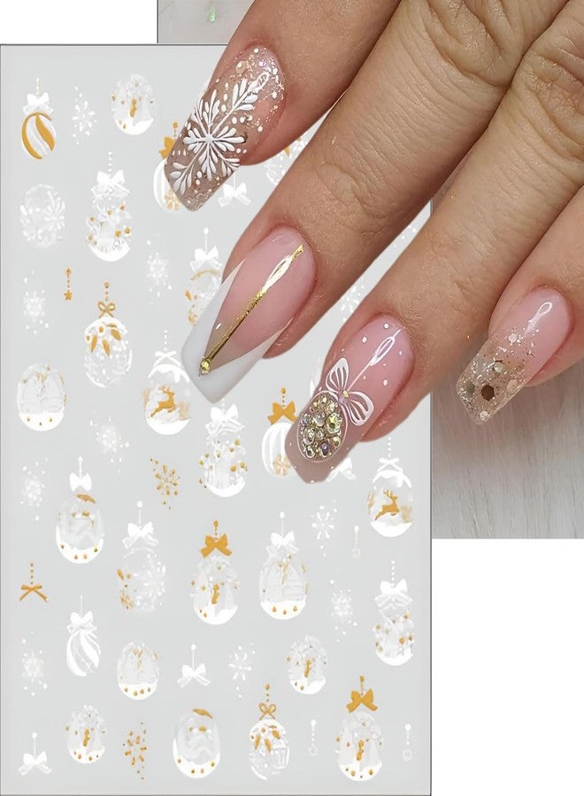 winthrop 6 Sheets Christmas Nail Stickers – 3D Self-Adhesive Gold Snowflake Tree Reindeer Red Bow Pink Winter Nail Decals for Women Girls Holiday Manicure - Image 4