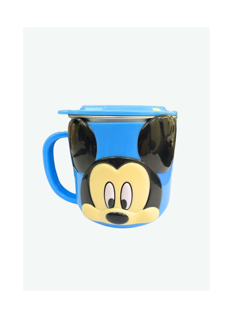 Disney كوب مياه للأطفال من الفولاذ المقاوم للصدأ سعة 300 مل بتصميم كرتوني ثلاثي الأبعاد (ميكي أزرق) قطعة واحدة - Image 1