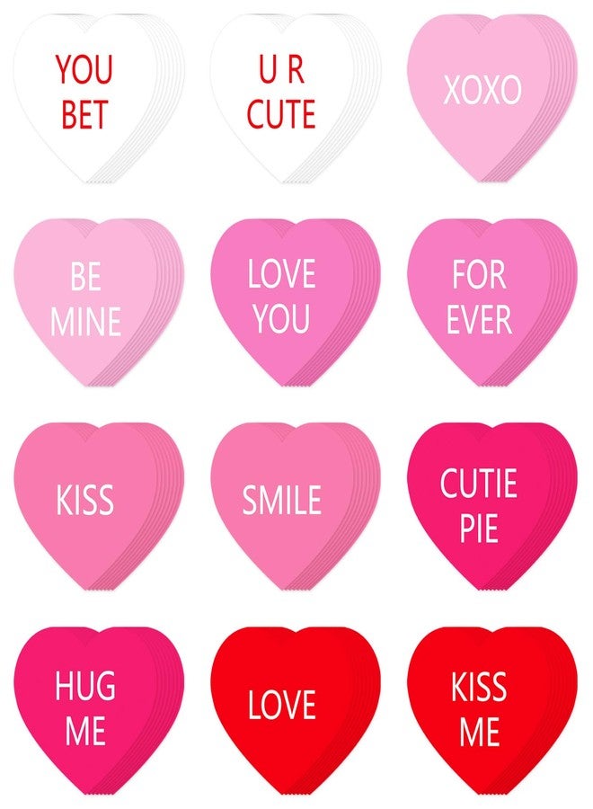 FOBSME 60 Pcs 6 Inch Large Heart Cutouts Paper Conversation Heart Cutouts Double Sided Printed Valentine's Paper Hearts Decors for DIY Crafts Classroom Bulletin Board Decor(Pink Gradient,12 Styles) - Image 1