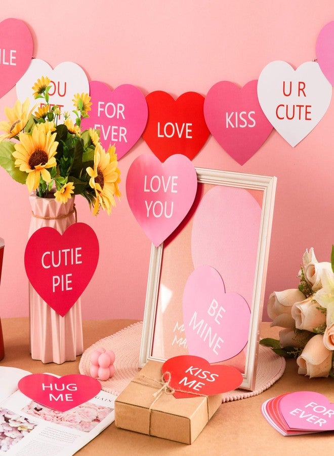 FOBSME 60 Pcs 6 Inch Large Heart Cutouts Paper Conversation Heart Cutouts Double Sided Printed Valentine's Paper Hearts Decors for DIY Crafts Classroom Bulletin Board Decor(Pink Gradient,12 Styles) - Image 4